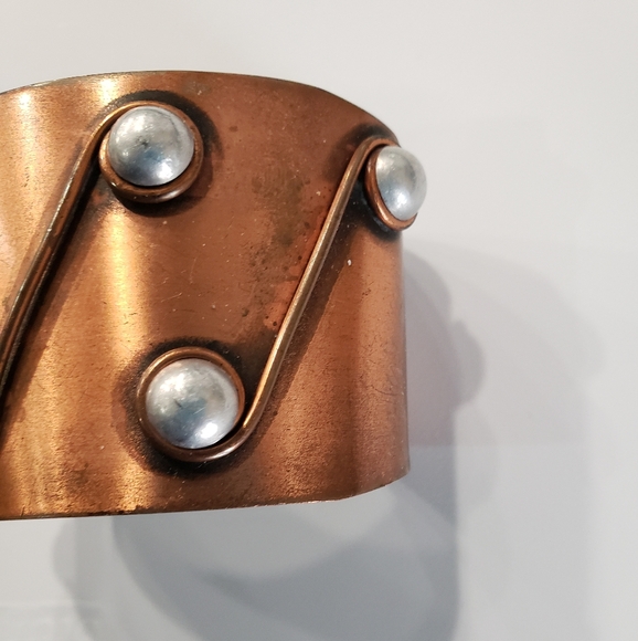 Modernist Copper Silver Cuff Rare Renoir Cuff Bracelet - Picture 3 of 7